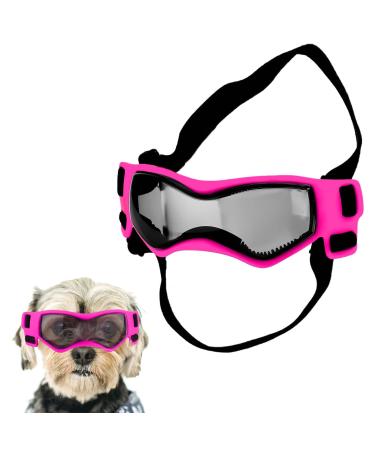 Dog Goggles for Small Breeds Windproof Anti-Fog Dog Sunglasses Adjustable Puppy Sunglasses for Small Medium Dogs Outdoor Riding Driving Protective Eyewear (Pink)