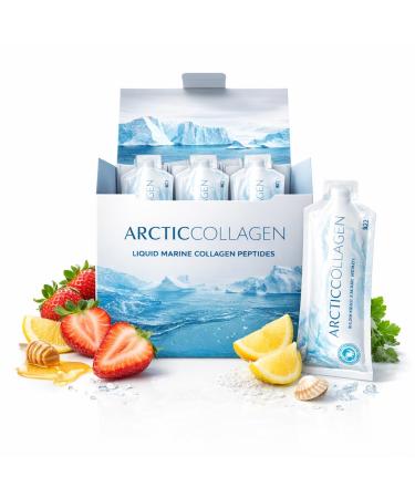 Liquid Marine Collagen Peptides Supplement (8000mg) | Hydrolyzed Arctic Collagen for Skin Hair Nails & Joints | Delicious Sugar-Free (Strawberry)