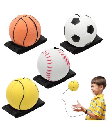 Ranjima 4 pieces of wrist ball with cord 6cm springball with cord wrist Return ball children ball on the line rubber return ball Wrist Rebound Balls Sport toy for children grown up
