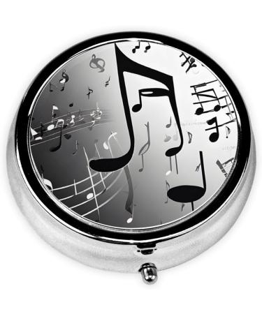 Music Notes Round Pill Box | 3 Compartment Portable Organizer for Travel & Vitamins - Buy Online on GoSupps.com