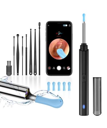 Ear Wax Removal Ear Cleaner with Camera Ears Wax Removal Kit with 1080P HD Wireless WiFi Ear Otoscope with 6 LED Lights Earwax Removal Tool for iPhone iPad & Android Smart Phones Black