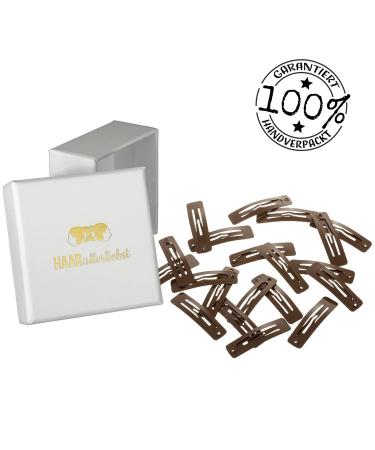 HAARallerliebst Small Rectangular Hair Clips (20 pcs Brown 4 cm) with White Storage Box - Ideal for International Shipping - Buy Online on GoSupps.com