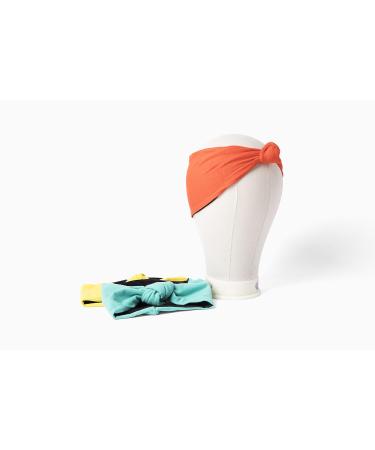 Dunslit 3-Pack Top Knot Headbands - Yellow, Orange, Blue - Women's Stretch Head Wraps with Satin Lining - Buy Online on GoSupps.com