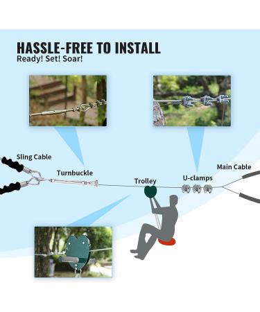 Happybuy 100ft Zip Line Kit with Seat and Handle - Red | For Kids & Adults | Backyard Entertainment - Buy Online on GoSupps.com