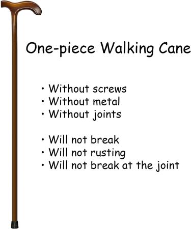 FLYDRUM 36 Inch Wooden Walking Cane - Ergonomic One-Piece Wood Stick for Men and Women - A-Walnut - Buy Online on GoSupps.com