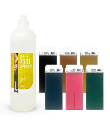 MUNTRADE 12 x Pink Wax Rollers + Post Hair Removal Oil 1 Litre