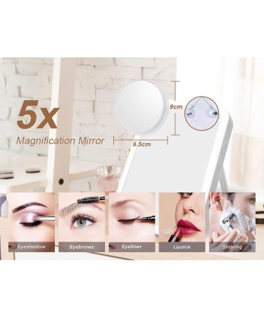 LED Makeup Mirror with Touch Screen 3 Lights & 5x Magnification - Portable Foldable Cosmetic Mirror for Flawless Beauty - Buy Online on GoSupps.com