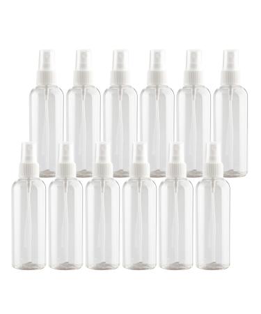 TIANZD 12 Pieces Empty 100 ml Clear PET Plastic Fine Mist Pump Spray Bottles with White Top Portable Sprayer for Perfume Water Cosmetic Travel Containers Refillable 2x Funnel