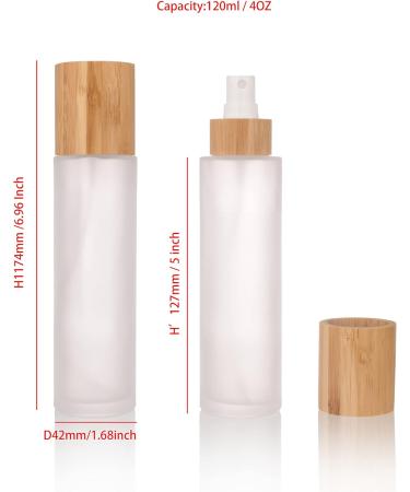 COSIDEA 4 pcs Empty 4oz /120ml bamboo lid Frosted glass spray bottle with fine mist despenser head for liquid perfume toiletries containers toner bottles 120ml Frosted - Buy Online on GoSupps.com