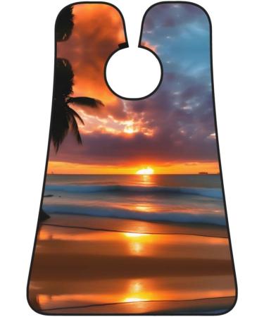 Sunset Beach Print Beard Bib Apron | Best Beard Hair Catcher for Men | Beard Cape Cloth for Shaving & Trimming - Buy Online on GoSupps.com