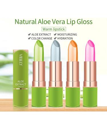 4 PCS Magical Color Change Aloe Vera Lipstick | Dulele Waterproof Long-Lasting Lip Balm | Makeup Essentials - Buy Online on GoSupps.com