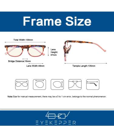 Eyekepper Blue Light Filter Reading Glasses Tortoise-Red Frame +2.00 - Computer Screen Glare Blocking Digital Readers for Men and Women - Buy Online on GoSupps.com