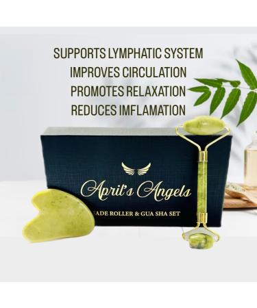 Buy Genuine Jade Roller & Gua Sha Set - Facial Massage for Lymphatic Support Contouring & Tension Relief | International Shipping Available - Buy Online on GoSupps.com