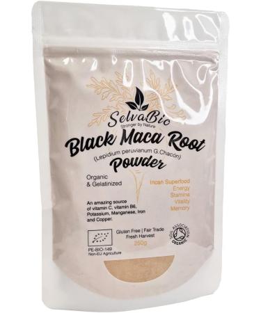 Black Maca Root Powder Gelatinized Organic Certified 250g from Peru Men Support Although for Stamina it Benefits Both Women and Men. by SelvaBio. - Buy Online on GoSupps.com