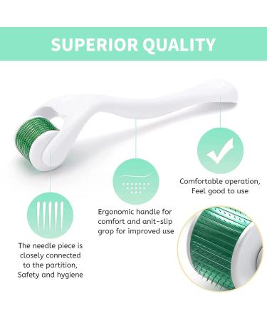 IOPYKKOA Beard Roller 0.5mm - Microneedling & Derma Roller for Beard Growth | Improve Facial Hair Growth (White Green) - Buy Online on GoSupps.com
