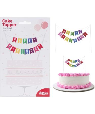 Dekora - Happy Birthday Bunting Cake Topper - Birthday Cake Topper With Colorful Bunting Happy Birthday Flags - Buy Online on GoSupps.com