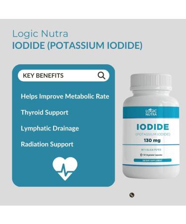 Logic Nutra Iodine (Potassium Iodide) 130mcg - 100 Vegetable Capsules for Thyroid Support & Cellular Metabolism - Buy Online on GoSupps.com