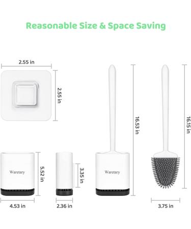 Waretary Toilet Cleaning Brush and Holder Set - Silicone Bristles, Quick-Drying Wall-Mounted Base - White Snow White - Buy Online on GoSupps.com