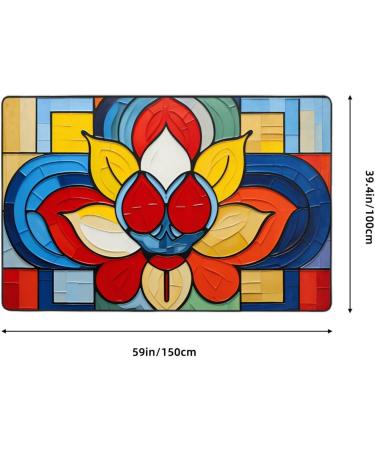 Flannel Carpet Mondrian Bohemian Lotus Flower Picture 60 x 39 in Non-Slip Durable Suitable for Living Room and Office Bedroom - Buy Online on GoSupps.com