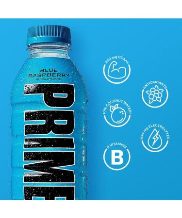 Prime Hydration Drink Sports Beverage "BLUE RASPBERRY " Naturally Flavored 10% Coconut Water 250mg BCAAs B Vitamins Antioxidants 835mg Electrolytes 25 Calories per 16.9 Fl Oz Bottle (Pack of 12) Blueberry 500 ml (Pack of 12) - Buy Online on GoSupps.com