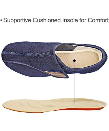 Orthoshoes Women's Diabetic Walking Shoes - Comfortable Support for Elderly with Swollen Feet | Lightweight Adjustable Strap Sneakers for Plantar Fasciitis - Navy, Size 7 - Buy Online on GoSupps.com