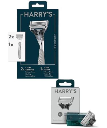 Harry's Chrome Edition "The Winston" with Harry's razor blade refills 4 pieces silver - Buy Online on GoSupps.com