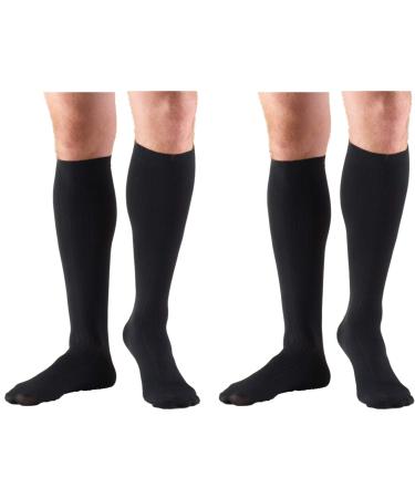 Truform Compression Socks 8-15 mmHg Men's Dress Socks Knee High Over Calf Length Black Large 2 Count Large (Pack of 2) Large (Pack of 2) Black