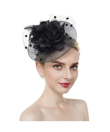 Fascinator Flower Mesh Ribbons Feathers Bridal Headpiece Hair Clip Hat Hair Accessory Tea Party Wedding Church Headwear for Women