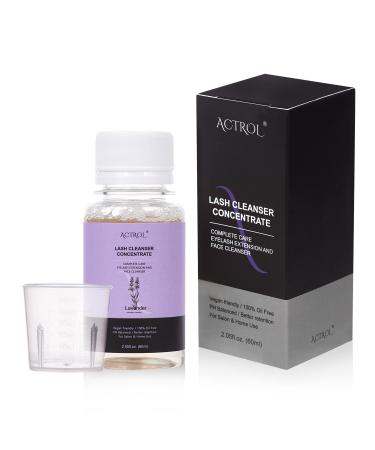 Eyelash Cleanser Concentrate 60ml Lavender Professional Lash Shampoo Foaming Cleanser DIY Wash for Extensions Lashes with Salon Home Care-Makes 12 Bottles Lavender/60ml