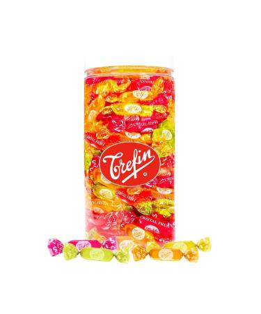 Vandeca Trefin Cristal fruit - nostalgic hard candy - candy mix with fruit flavors - raspberry lemon/lime peach and mango - in a reusable jar - 900g