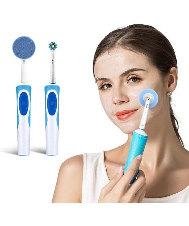2pcs Facial Cleansing Brush Set - Remove Blackheads & Deep Clean | Electric Face Cleaning Brush Head & Sponge - Blue & White - Buy Online on GoSupps.com