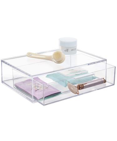 STORi Audrey Stackable Clear Plastic Organizer Drawer | Organize Eyeshadow Palettes, Cosmetics, and Beauty Supplies on a Vanity | Made in USA