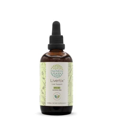 HerbEra Livertix B120 Alcohol-FREE Extract Tincture, Concentrated Liquid Drops Natural: Milk Thistle Seed, Turmeric Root, Yellow Dock Root, Dandelion Root, Beetroot, Ginger Root. Liver Support 4 Fl Oz 4 Fl Oz (Pack of 1)