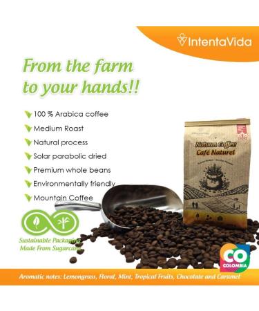 IntentaVida Natural Coffee Beans Roasted Medium 250 g | Premium Quality | Real Flavour | 100% Arabica Coffee | Natural Process | No Preservatives - Buy Online on GoSupps.com