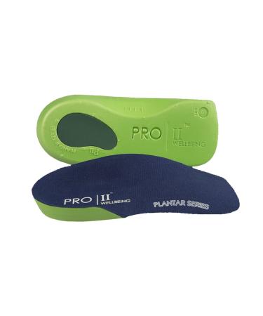 PRO 11 WELLBEING 1 Pair of Slim Fit 3/4 Orthotic Insoles with Heel Pad for Plantar Fasciitis (13/14 UK Green) 13/14 UK Green