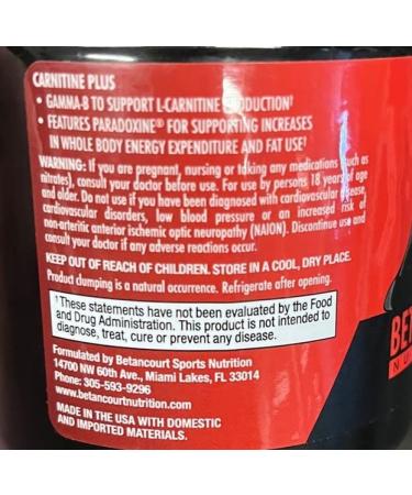 Betancourt Nutrition Carnitine Plus Powder - 90g (60 Servings), Passion Fruit Flavor - Buy Online on GoSupps.com