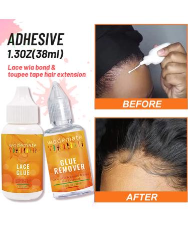 Lace Wig Glue Strong Hold&Glue Remover Kit for Front Lace Wig 1.3Oz Hair Systems Invisible Bonding Adhesive Waterproof and Oil-Resistant for Hairpiece Closure Frontal Toupee Systems (transparent) - Buy Online on GoSupps.com