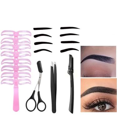 KARLOR Eyebrows Stencils Brow Trimmer Tool set 8 eyebrow templates 3 eyebrow trimmer set eyebrow scissors with Comb shavering eyebrows tweezers brows trim tool set for beginners - Buy Online on GoSupps.com