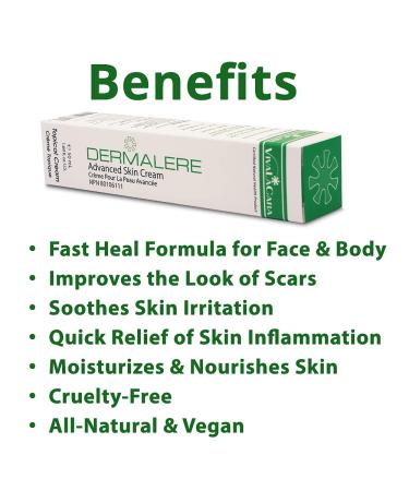 Dermalere Advanced Skin Cream | Fast Healing for Wounds & Damaged Skin | Reduces Scars & Stretch Marks | Relieves Inflammations & Irritations | 50mL - Buy Online on GoSupps.com