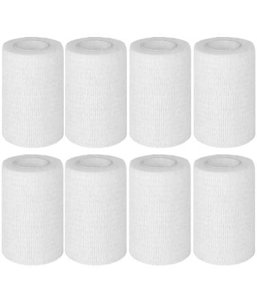 ADMITRY 8 Rolls Self Adhesive Bandage Tape 7.5cm x 4.5m Vet Wrap for Dogs Horses Pets Elastic Cohesive Bandages for Wrist Ankle Sprains and Swelling (White Vet Wrap 7.5cm)