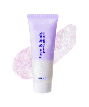 Prreal Body Glitter Gel Holographic Face Glitter Body Gel Rave Party Accessories Chunky Glitters for Face Hair Nails Cosmetic Laser Powder Festival Sequins Paint Makeup #Iridescent