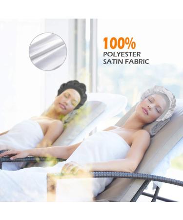 Satin Sleep Cap Set for Women - Elastic Wide Band Bonnet for Good Night Sleep (3 Pieces, Silver, Black, Wine Red) - Buy Online on GoSupps.com