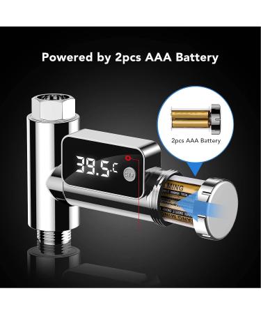 Faucet Thermometer with LED Display - High Accuracy G1/2 Shower Thermometer for Bathroom (Silver) - Buy Online on GoSupps.com