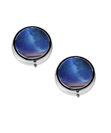 Northern Lights Printed Mini Round Pill Box Pill Box 3 Compartment Medicine Pill Case Pill Organizer Travel Pillbox Portable Pill Box for Pocket Home Office Use