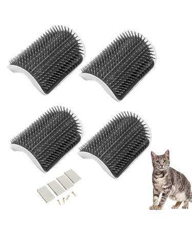 4-Piece Cat Grooming Brush Set - Corner Massage Comb for Long & Short Fur Care (Gray) | Double-Sided Adhesive Included - Buy Online on GoSupps.com