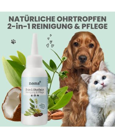 NOMS 2-in-1 Ear Cleaner for Dogs & Cats | Jojoba Oil & Bamboo Pads | Ear Drops for Inflammation Itching & Mites | 75ml - Buy Online on GoSupps.com