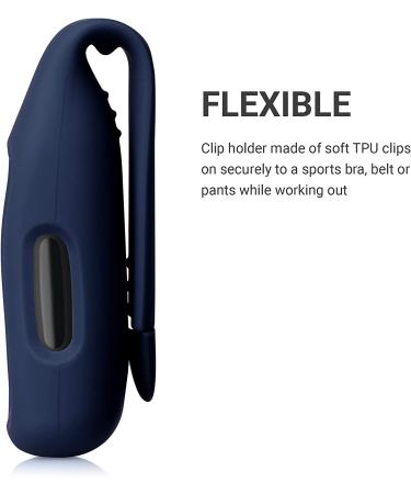 kwmobile 2X Clip Holders Compatible with Fitbit Inspire 3 / Inspire 2 / Ace 3 - Clip-On Holder Replacement Set - Black/Dark Blue black / dark blue - Buy Online on GoSupps.com
