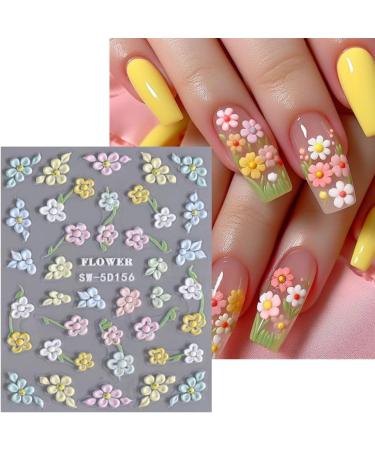 5D Embossed Flower Nail Stickers | Colorful Floral Nail Art Decals for Creative Designs | Cute Acrylic Petals Nail Supplies - Buy Online on GoSupps.com