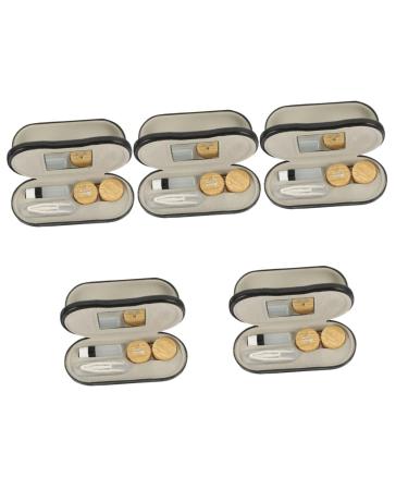 Zerodeko 5 sentences glasses case with double usage case with tweezette travel kit travel contact liner tank set glass case made of wood grain suitcase kit travel size travel metal mode 15.8x7.4cmx5pcs as shown 4x5stk