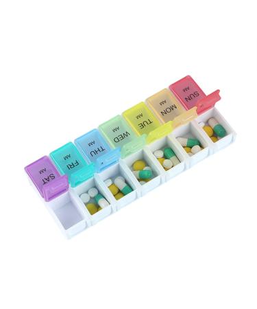 Weekly Pill Dispenser and Reminder, Portable Travel Pill Organizer, Detachable Pill Box, Easy to Carry Pill Case, for Vitamin/Pill/Fish Oil (2 Times a Day)